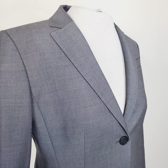 Ann Taylor Blazer Classic Wool Work Career Business Grey 8 - Picture 5 of 12